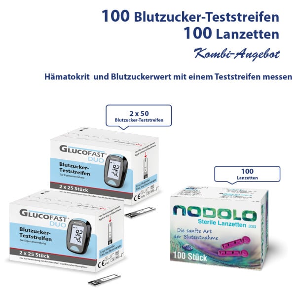 Glucofast Duo 2xTeststreifen Nodolo 2 medifuxx Cardimac